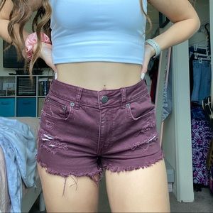 American Eagle maroon hi rise festival shorts 6